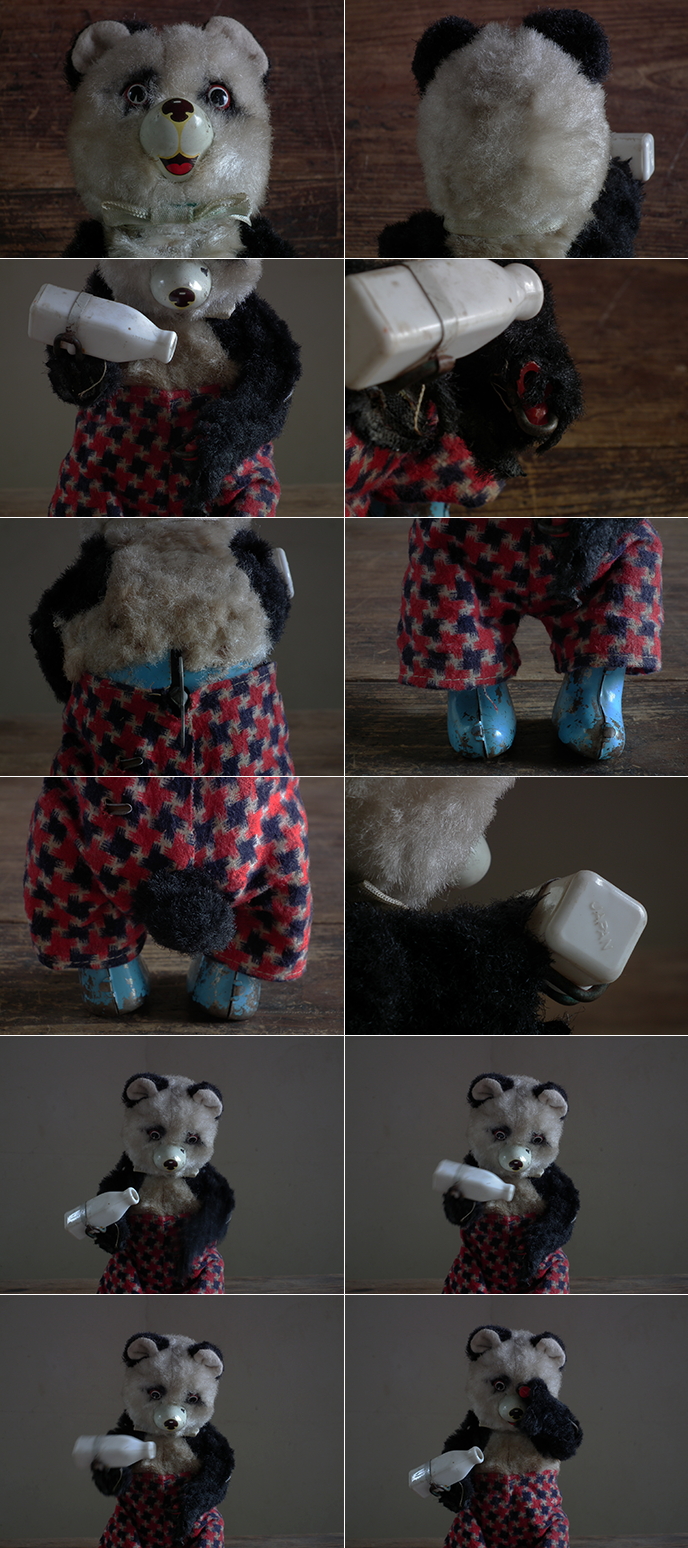 I05240 ヴィンテージ ゼンマイ仕掛け ミルクを飲むパンダのぬいぐるみ