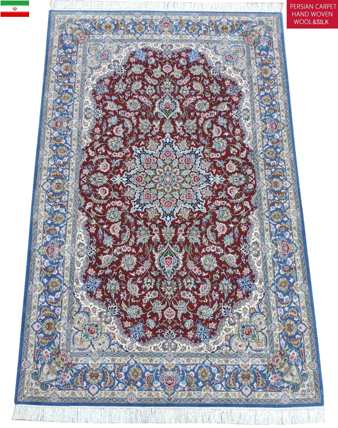 ペルシャ絨毯 カーペット ラグ ウール&シルク 手織り 高級 ペルシャ