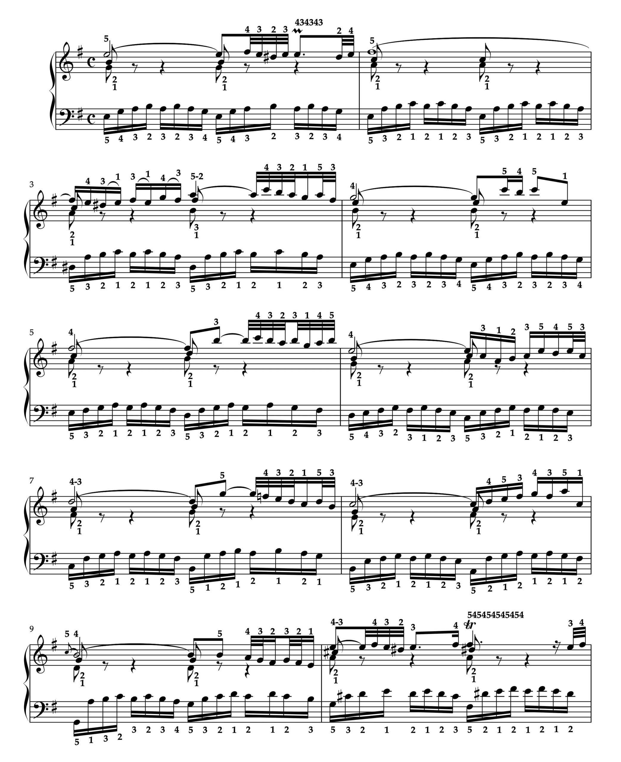 J.S.バッハ 平均律クラヴィーア曲集 第1巻 第10番 全運指付き楽譜と