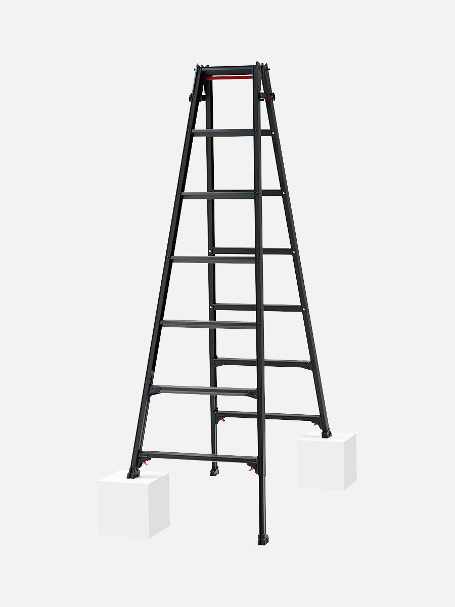 公式】長谷川工業 ワンタッチバー付 伸縮式はしご兼用脚立 ブラック