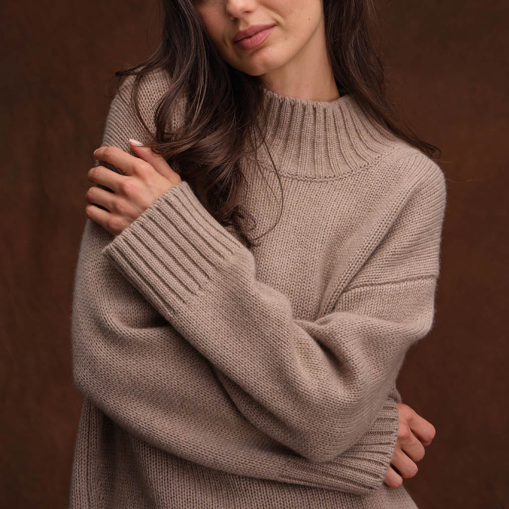 LUXE OVERSIZED CASHMERE MOCKNECK SWEATER – The Cashmere Sale