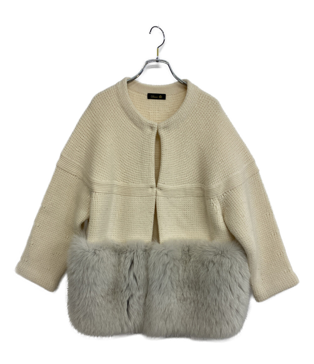 ドゥロワー カーディガン ウールカシミヤミラノ編みフォックスファー