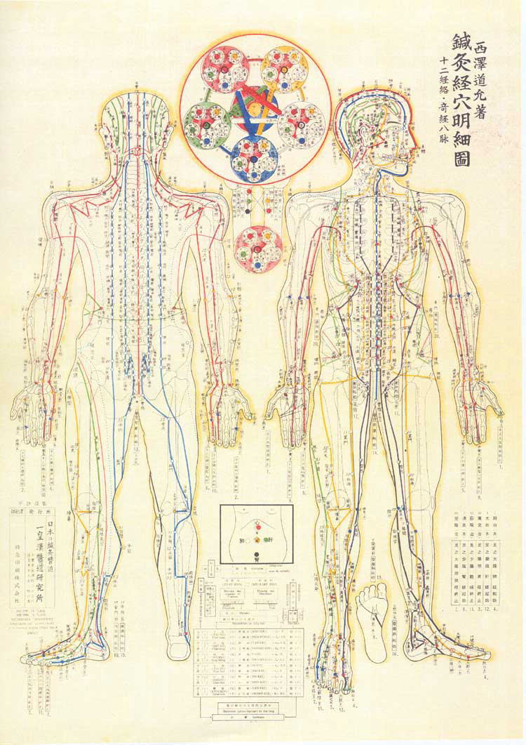 西沢道充著”鍼灸経穴明細図”十二経絡・奇経八脈 の参考資料 - タオ気功