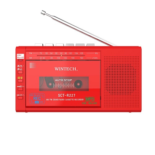 WINTECH モノラルラジカセ SCT-R227 レッド
