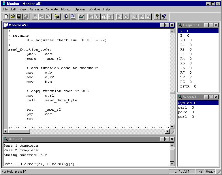8051 Integrated Development Environment for Windows 95