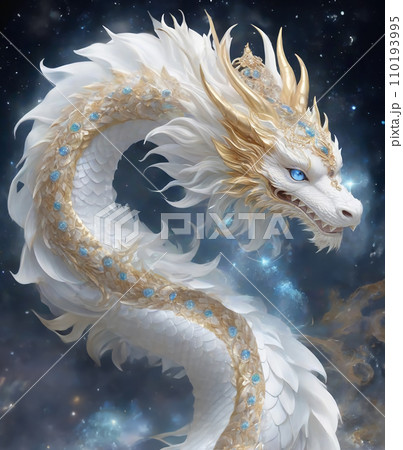 白龍, 宇宙龍, 龍神 龍 の開運 スピリチュアル イラスト アート（AI