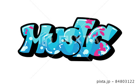MUSICの文字_グラフィティー_ストリートアート_ヒップホップのイラスト
