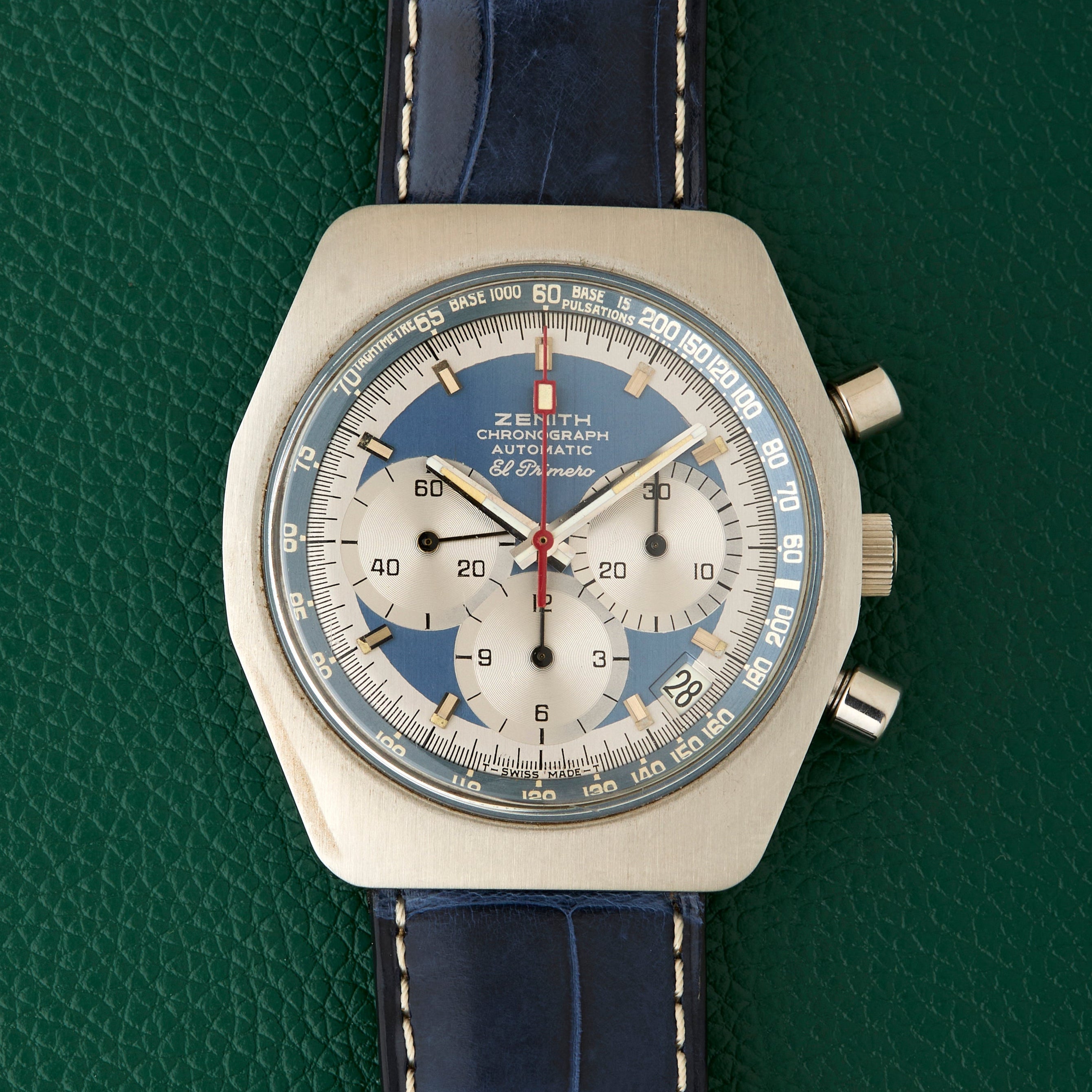 Zenith A788 El Primero Blue Dial Vintage Steel Chronograph