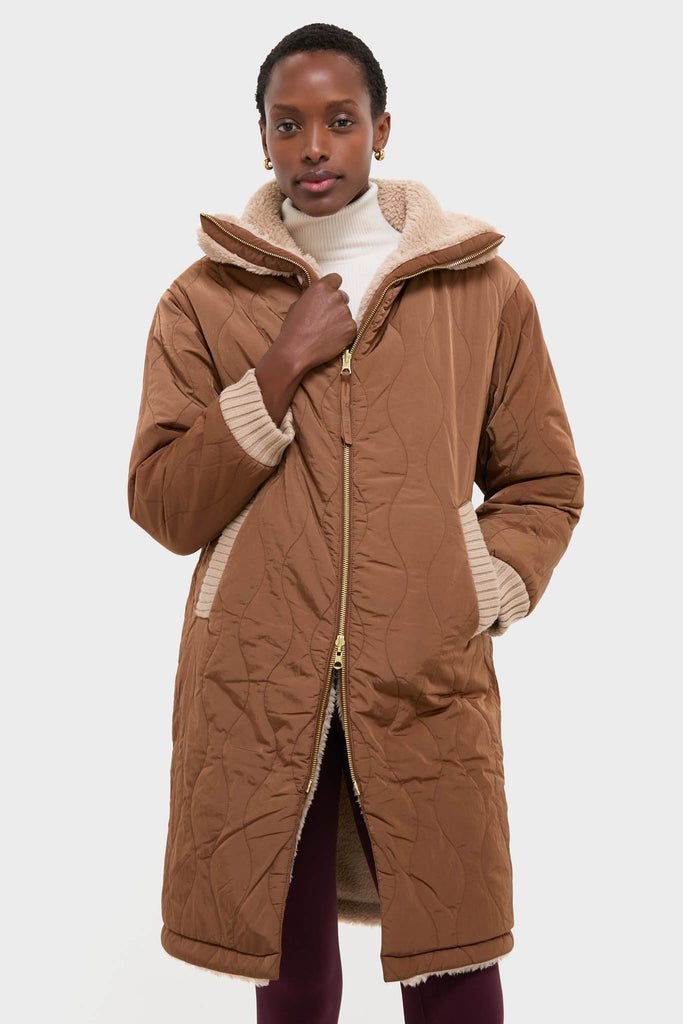 Light Taupe and Cocoa Dust Theia Reversible Coat | Varley