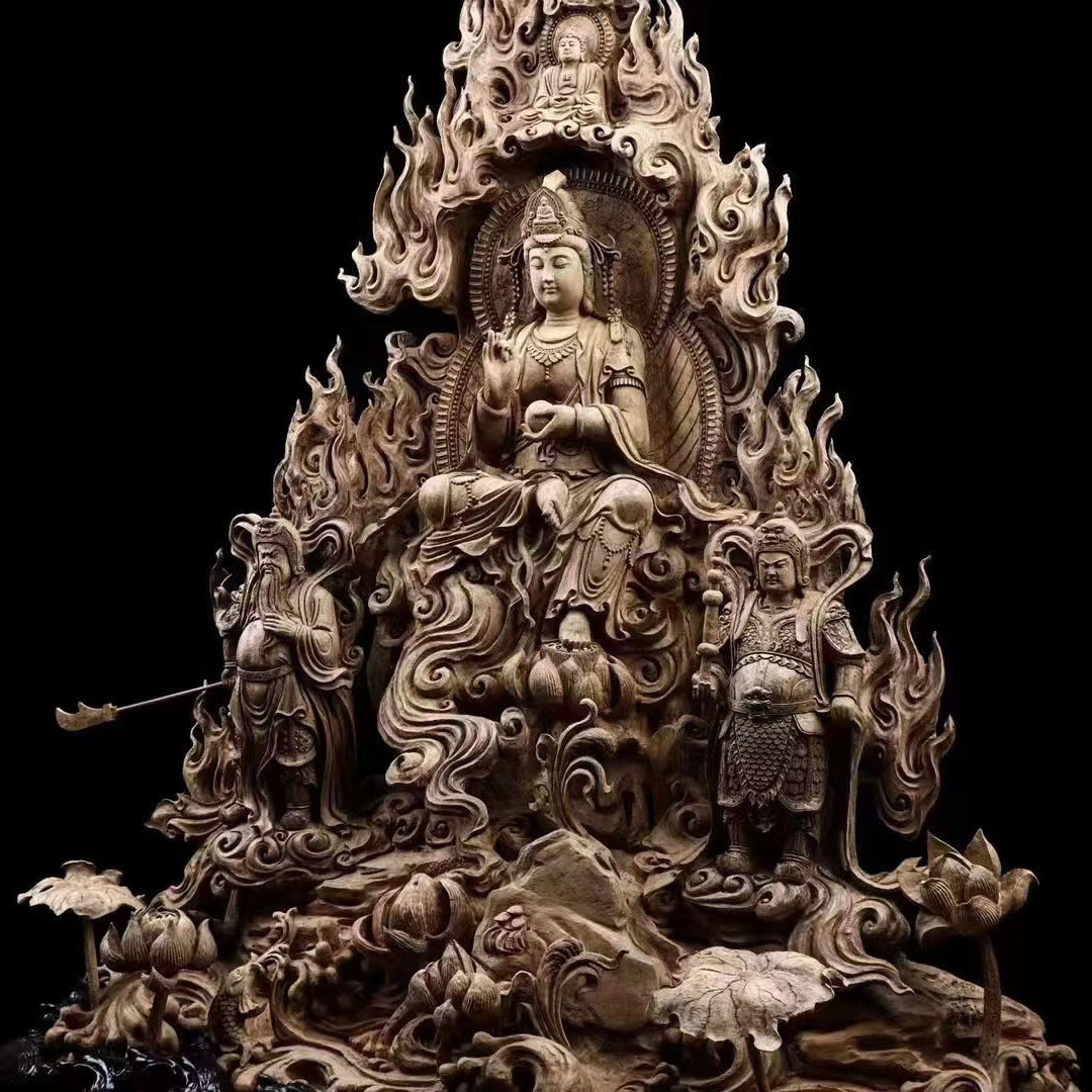 楽天市場】【天然沈香木彫】観音菩薩 伽藍神 韋駄天 仏教美術 仏像