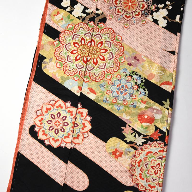 楽天市場】振袖 京友禅千切屋 手縫いお仕立て付き 御振袖 黒地／ヱ霞に