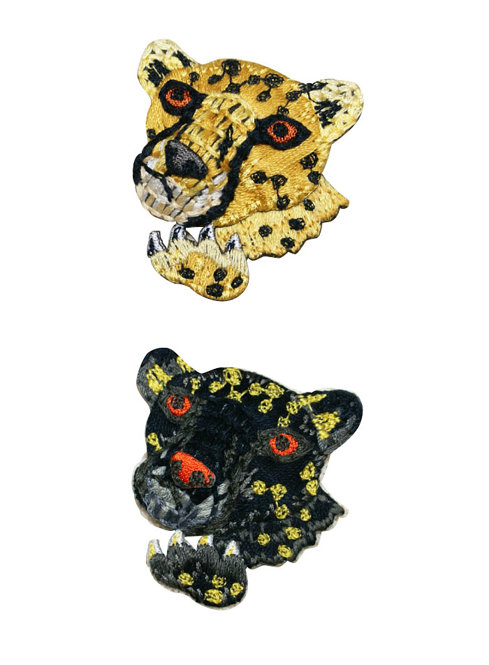 楽天市場】【半立体ヒョウ】刺繍ブローチ、Made in japan、刺繍