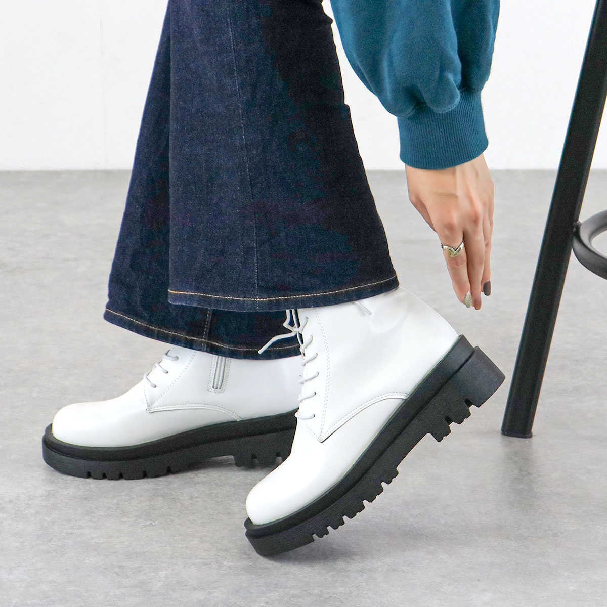 楽天市場】ショートブーツ レディース 厚底 黒 5cmヒール 軽量 サイド