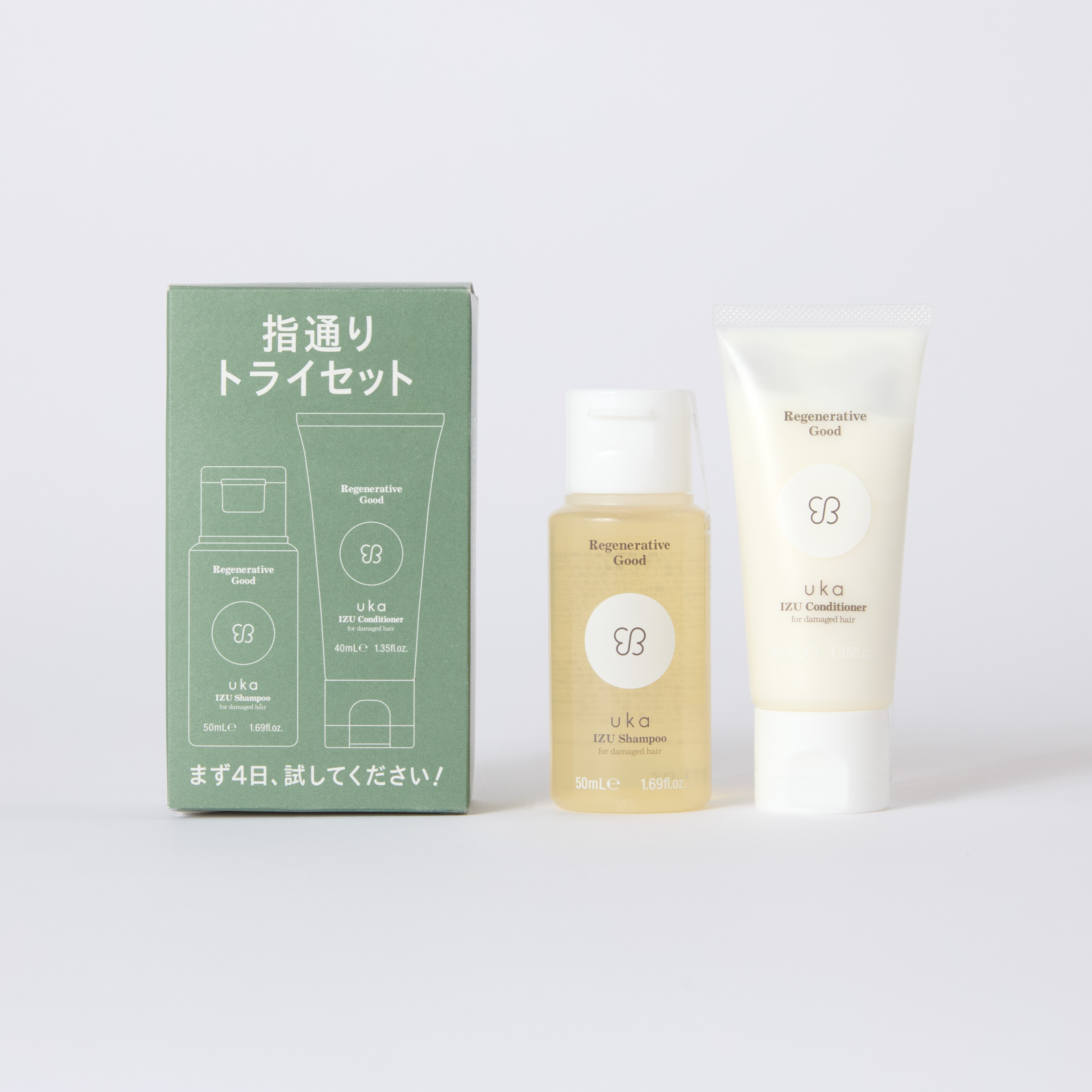uka IZU Shampoo&Conditioner 指通りトライセット for damaged hair
