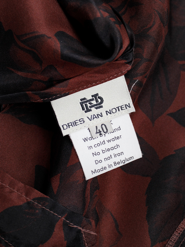 Dries Van Noten red wrapped crop top with black roses print