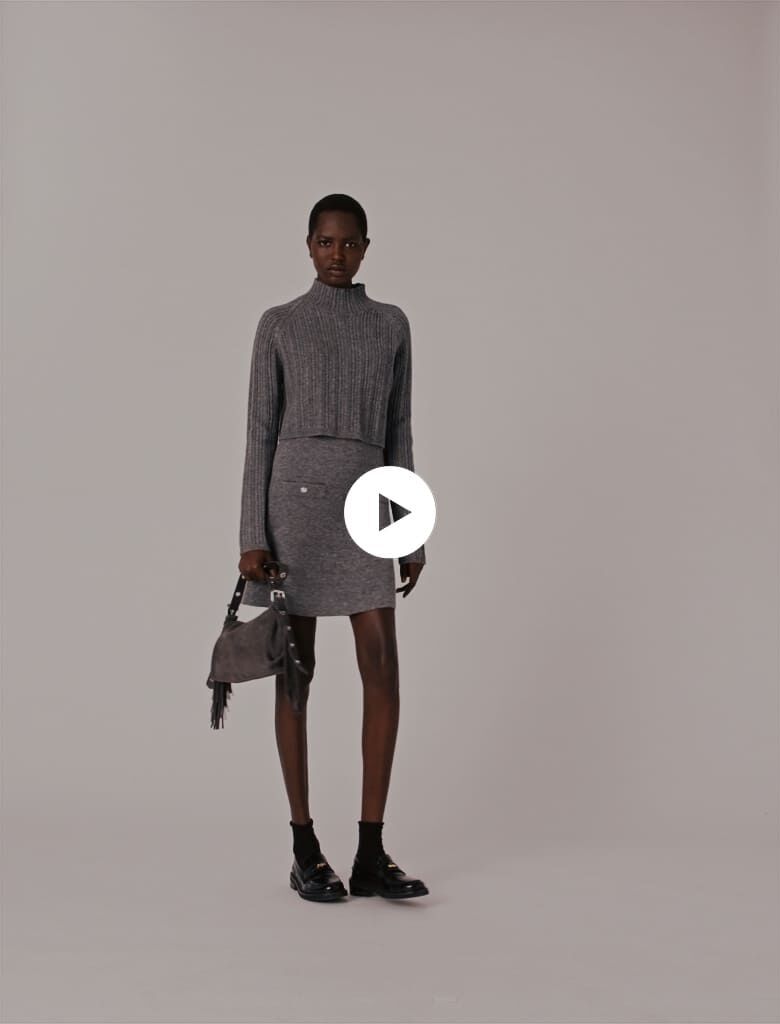 2-in-1 knit mini dress Black / Gray For Women | Maje