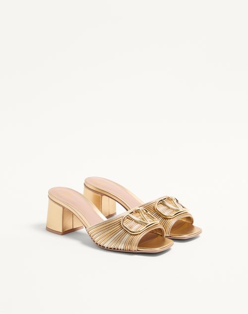 Metallic Vlogo Signature Slide Sandal With Cornely Embroidery 60mm