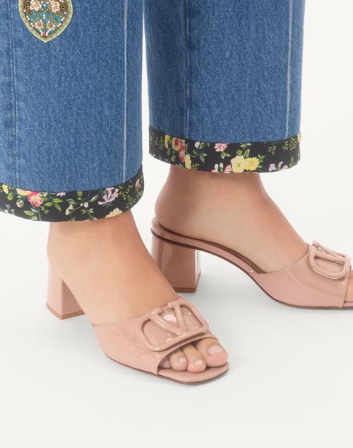 Vlogo Signature Patent Leather Slide Sandal 60mm for Woman in Rose