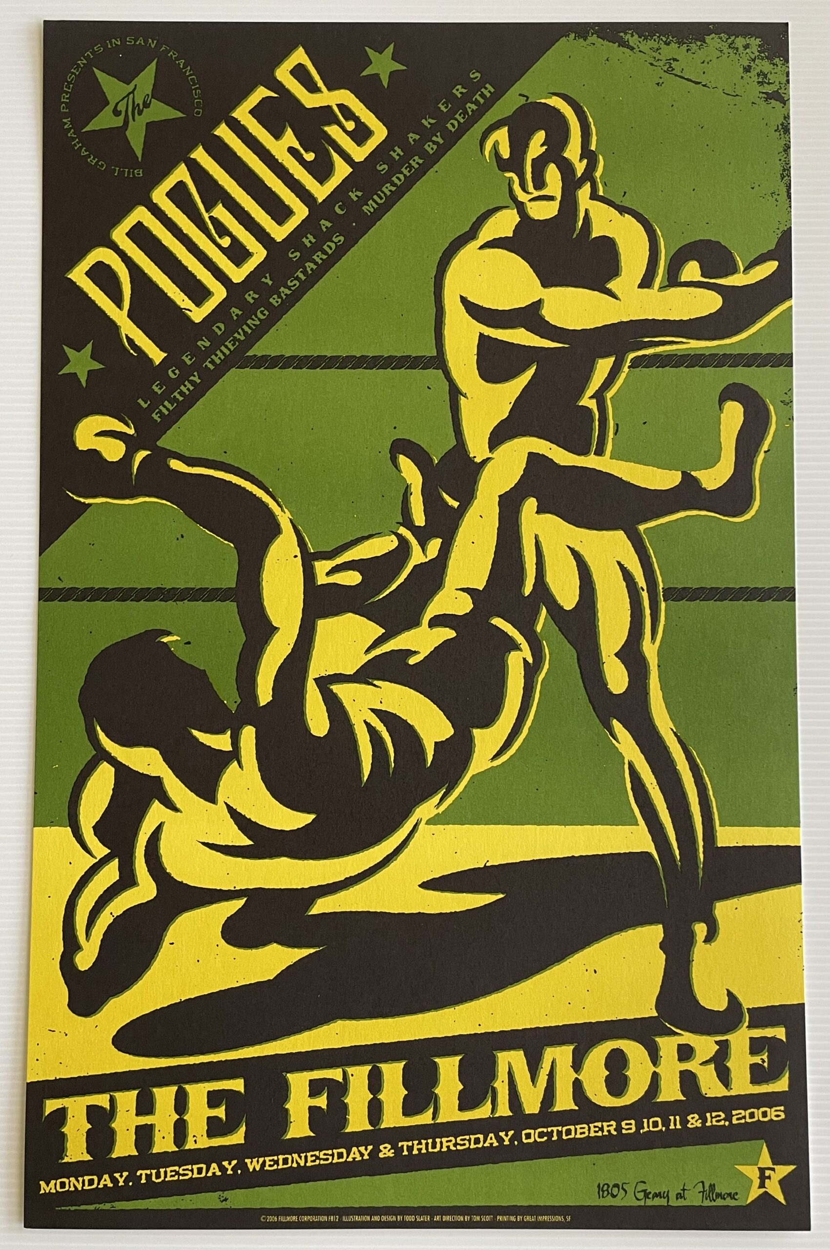 Pogues Concert Poster 2006 F-812 (Green) Fillmore Shane MacGowan