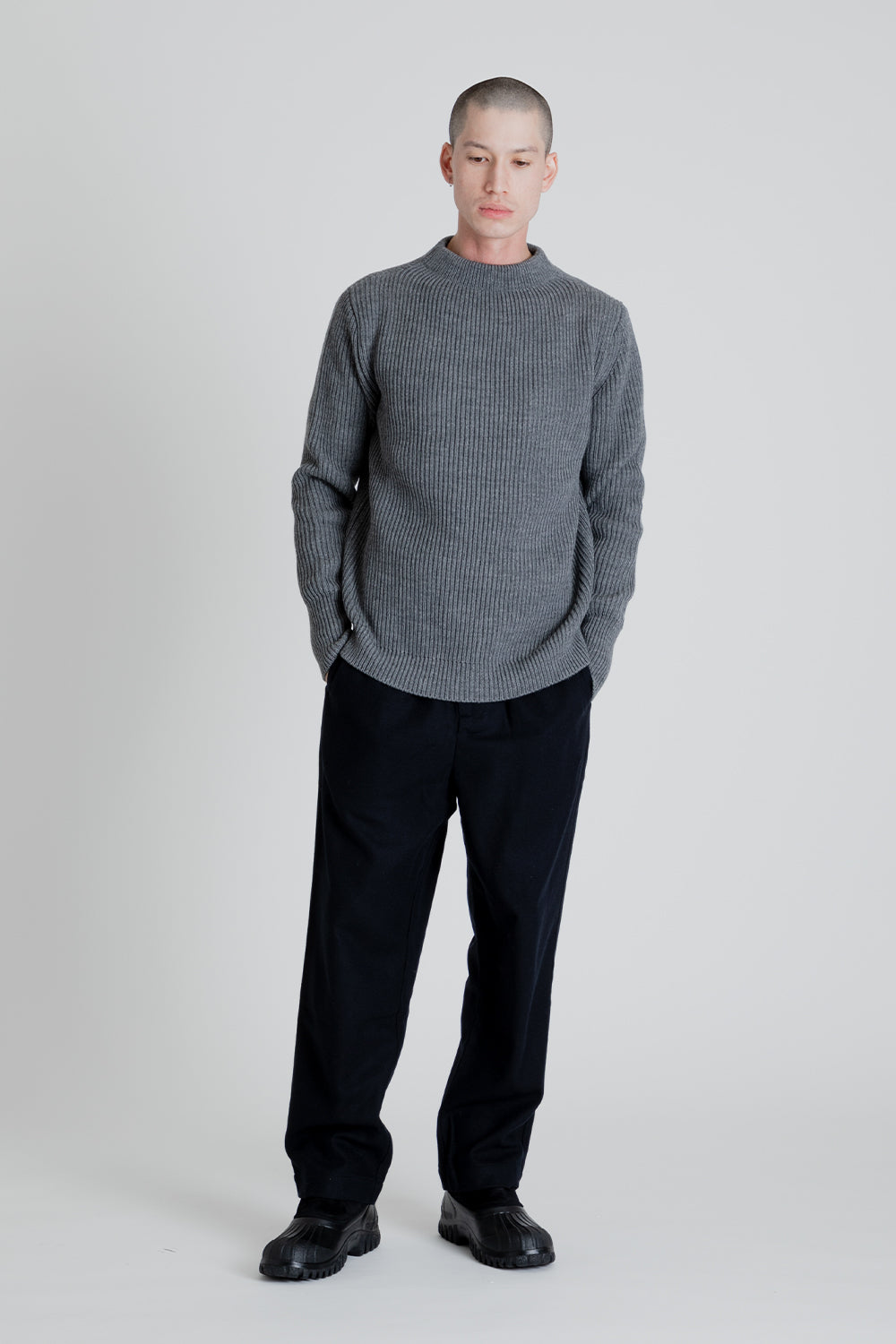 Andersen-Andersen Navy Crewneck Sweater in Grey | Wallace