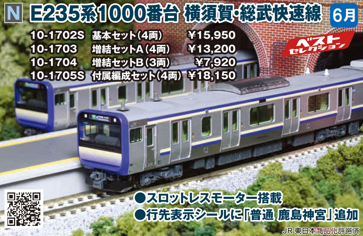 E235系1000番台 横須賀線・総武快速線 付属編成セット (4両) (基本・4