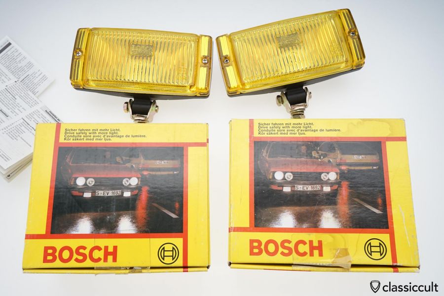 Bosch Pilot 150 amber lens Fog Lamps 1987 NOS