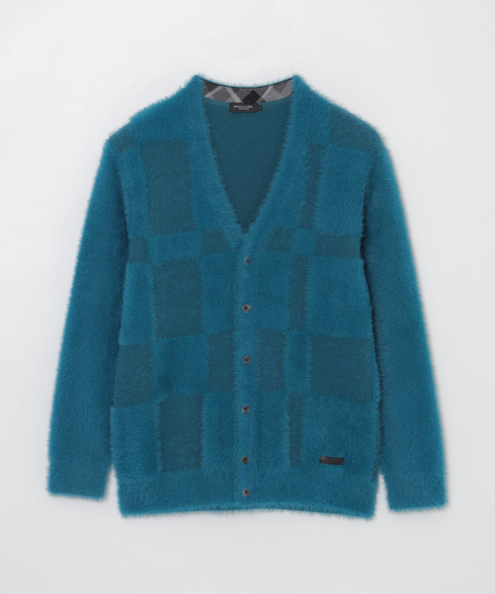 シャドーチェックシャギーニットカーディガン（ニットウェア）｜BLACK