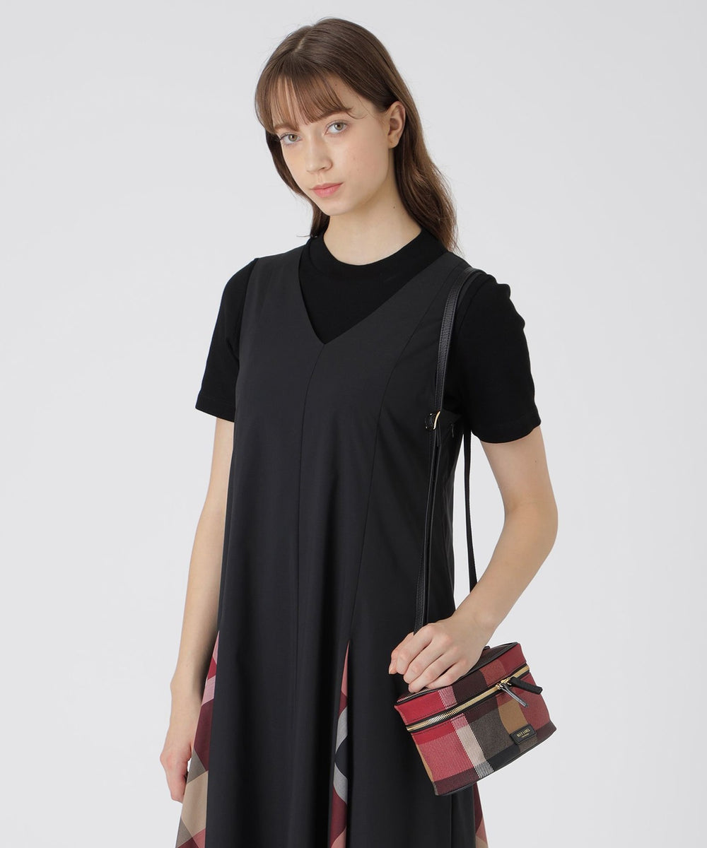 クレストブリッジチェックPVCバニティショルダー（バッグ）｜BLUE