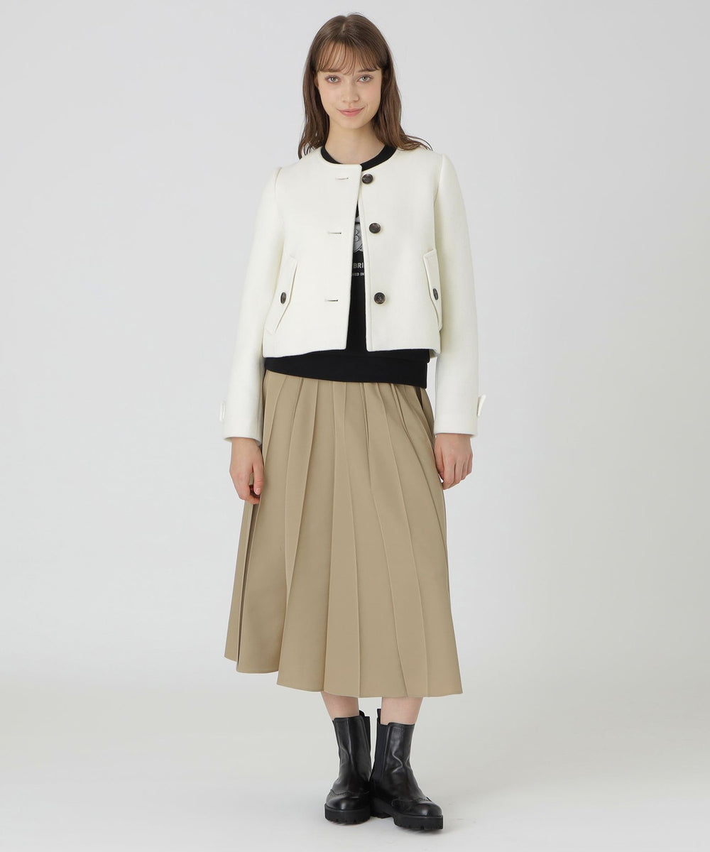 ファインダブルビーバーノーカラージャケット（コート）｜BLUE LABEL