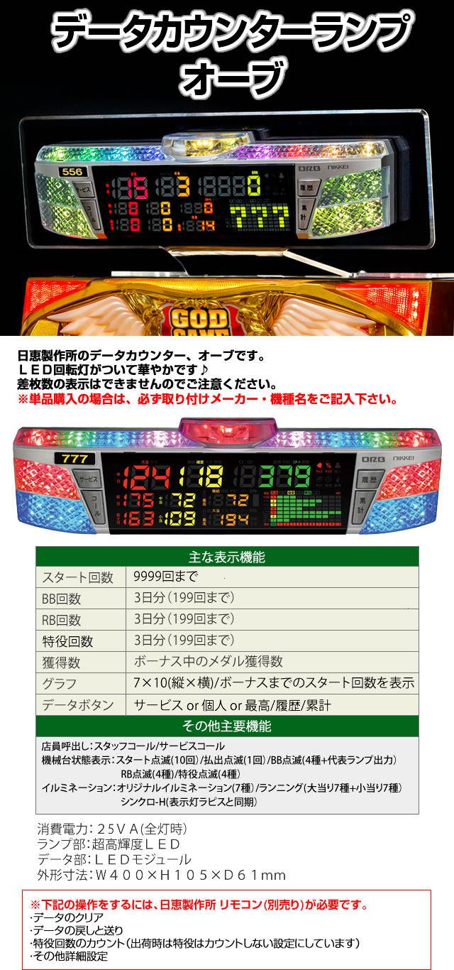 即日出荷】データカウンターランプ 日恵製作所 オーブ