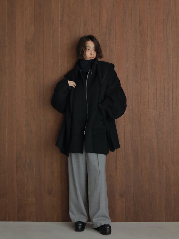 ETRE TOKYO - フーディーストールコクーンコート - BLACK | ADDICT WEB