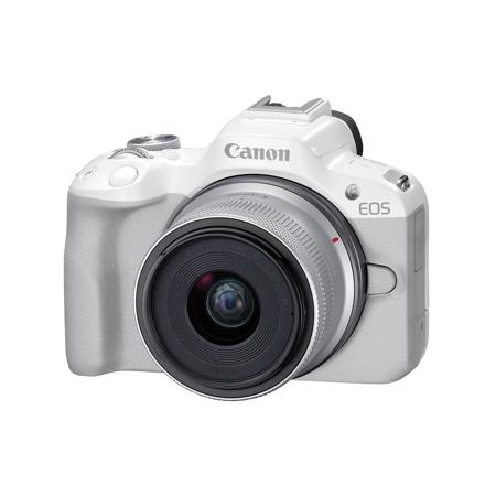 Canon EOS R50 Camera, White with RF-S 18-45mm f/4.5-6.3 Lens and