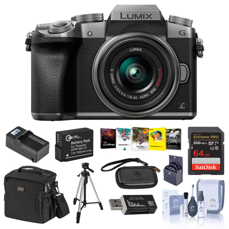Panasonic LUMIX DMC-G7 Mirrorless Camera w/14-42mm Lens, Silver