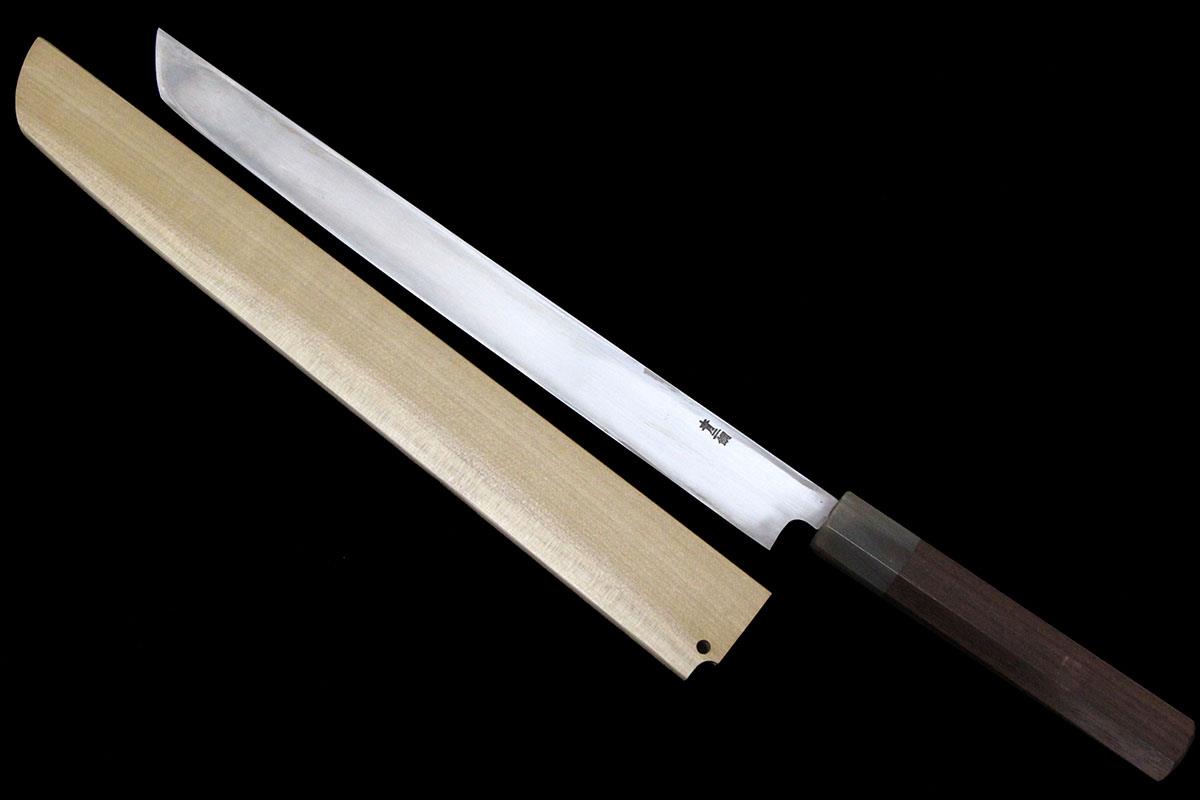 先丸蛸引包丁 墨流 尺 青二鋼 層鍛 紫檀柄 白鞘付 KN02-A9980-2L3B