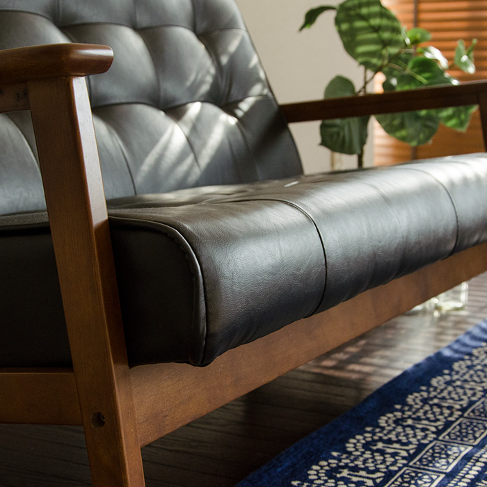 1人掛けソファ ヴィンテージデザイン レザー 天然木脚 WEIMAR | 家具