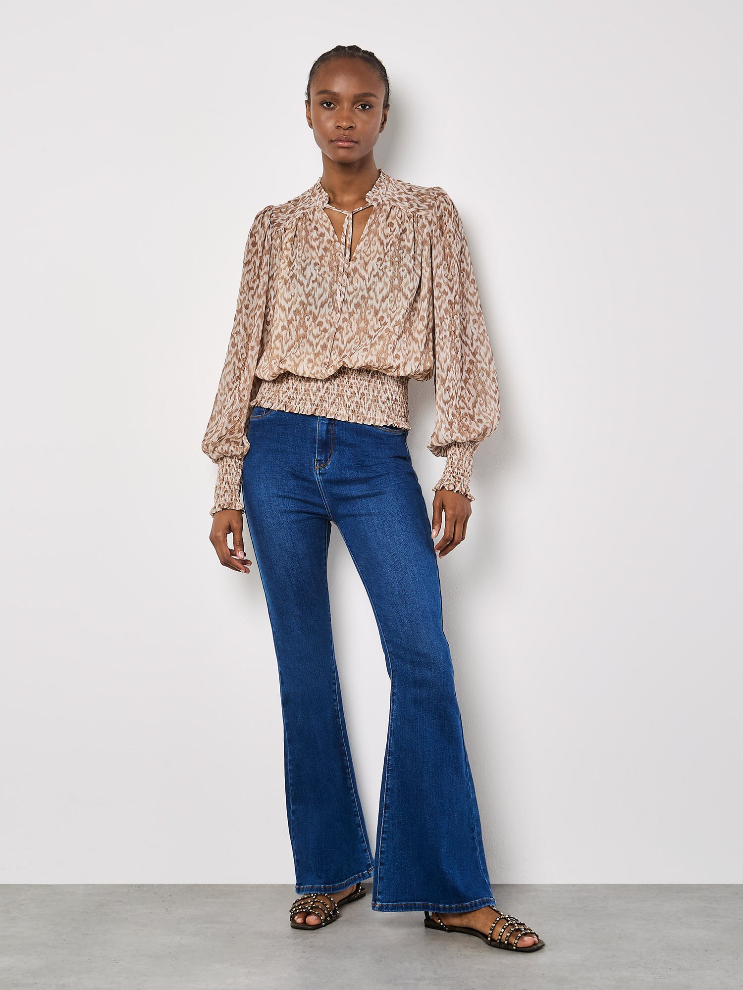 Ikat Swirl Shimmer Chiffon Top | Apricot Clothing