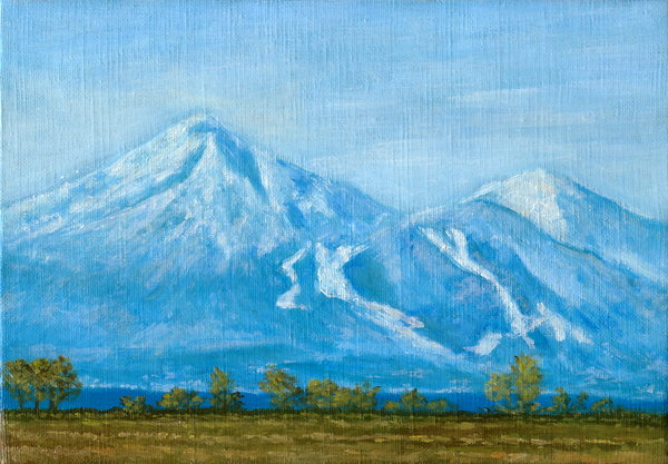 F8「冬磐梯」絵画 油絵 油彩画 風景画 アート 磐梯山 (2393) F8「冬