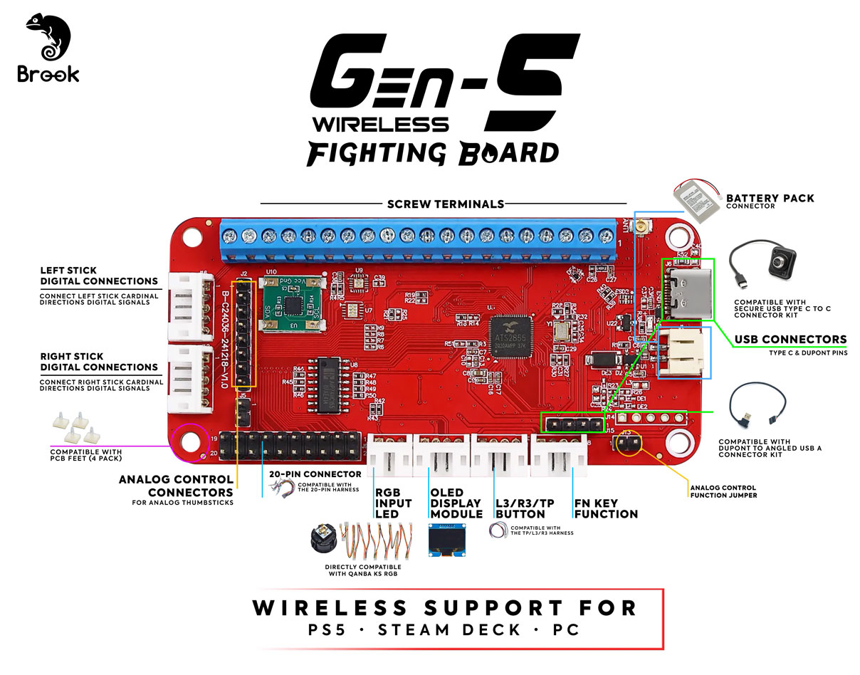 Brook Gaming Gen 5W Wireless Fighting Board PS5 / PC / STEM DECK