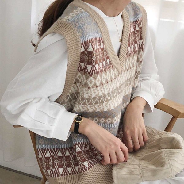 Knit/ノルディック柄ニットベスト ST/No.27447 – Belle Ćie