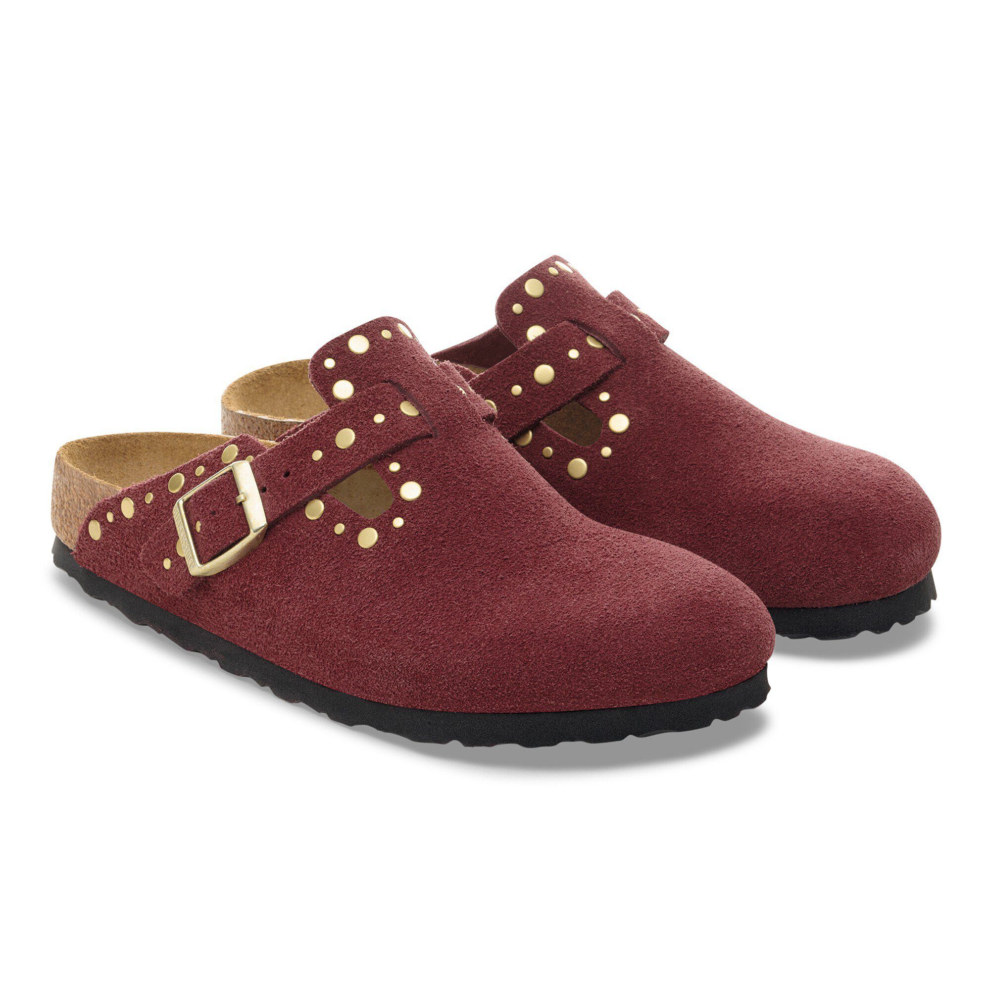 Boston Rivets Suede Leather in Color Zinfandel | BIRKENSTOCK US