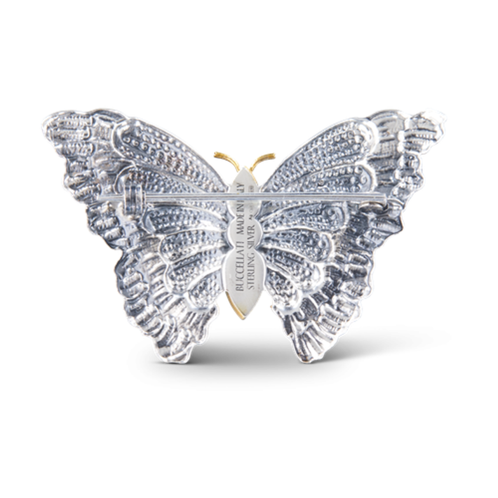 レッドジャスパー付き ブロッサムカラー シルバー バタフライ ブローチ