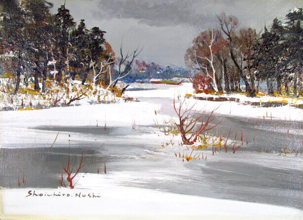 塗師祥一郎 冬の池畔（油彩4号）