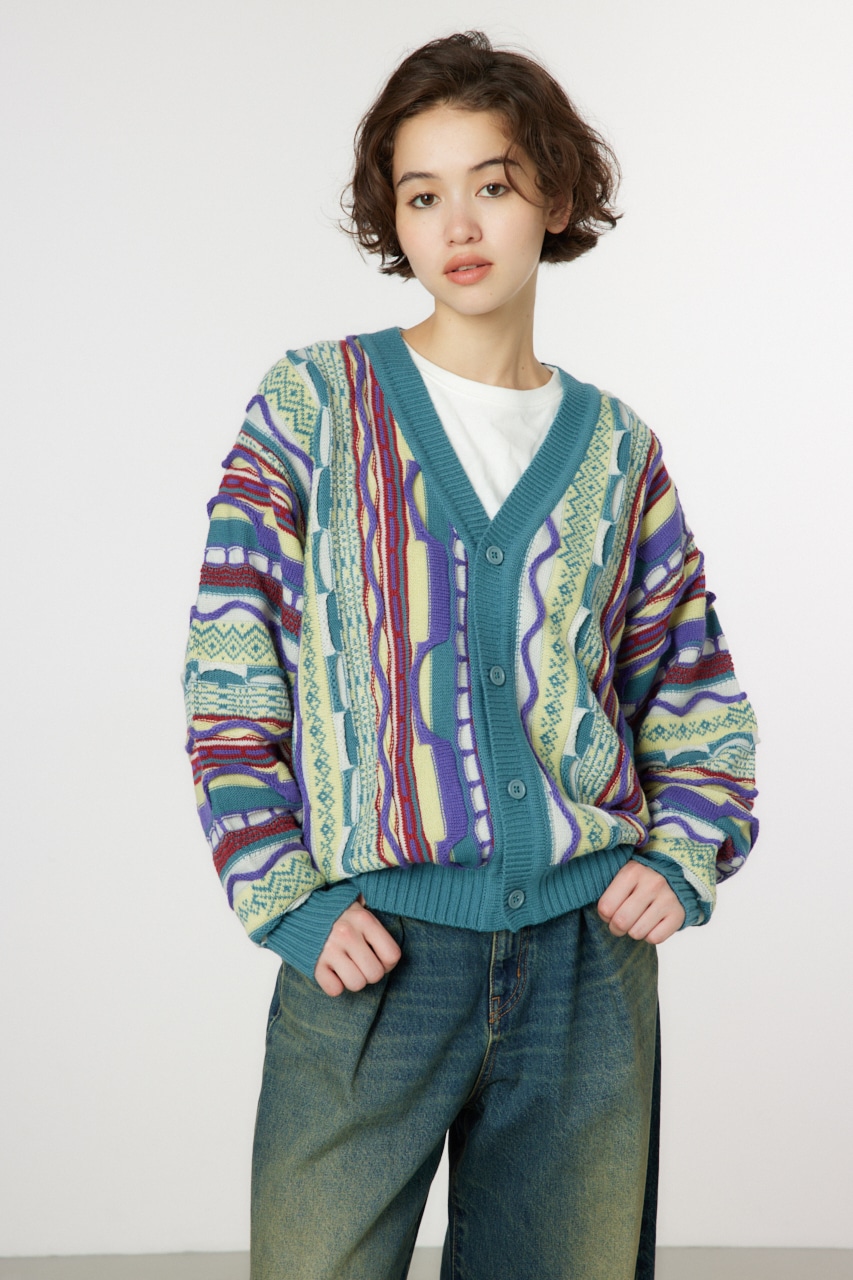 RODEO CROWNS WIDE BOWL | 3Dマルチカラーニットカーディガン