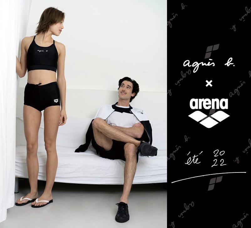 アニエスベー × アリーナ、アニエスベーロゴ入りスイムウェアやユニ