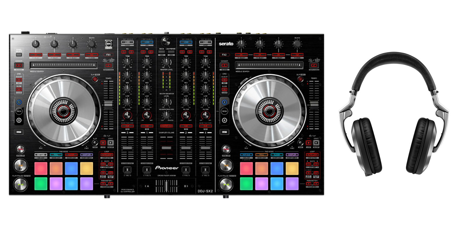 Pioneer DJ DDJ-SX2-PK2-K DDJ-SX2 DJ Controller Bundle with HDJ2000