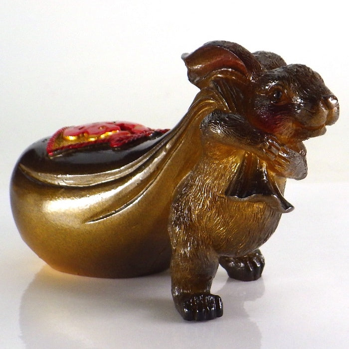 開運祈願干支の置物 金運祈願の卯（うさぎ・兎・ウサギ）○赤色