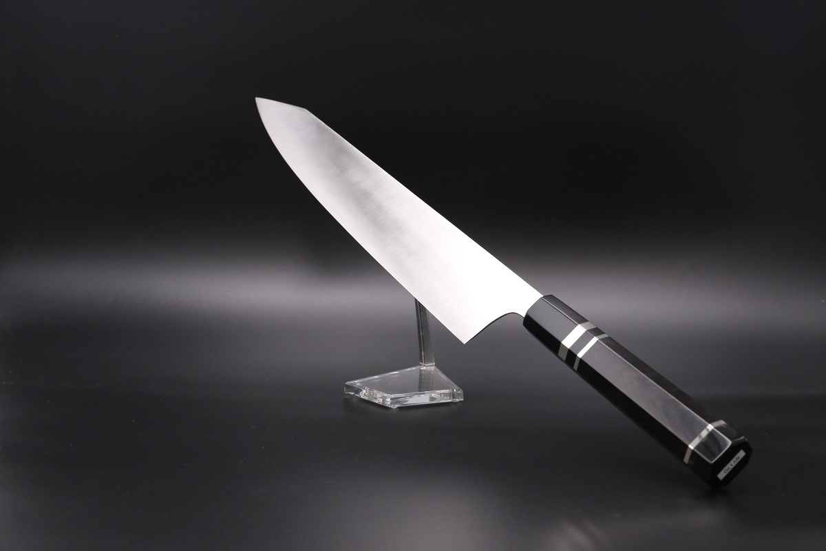 切付和牛刀 薄造り V金10号 360mm 全鋼本焼 八角黒檀柄-歌舞伎ナイフ