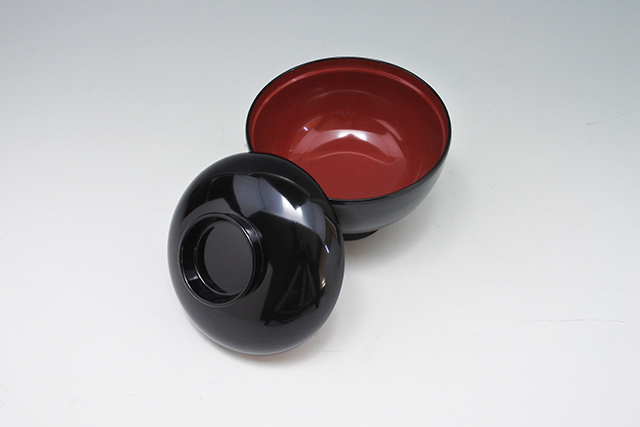 食洗機OK】ABS樹脂製 黒内朱4．2寸 雑煮椀 直径12．6cm×高さ