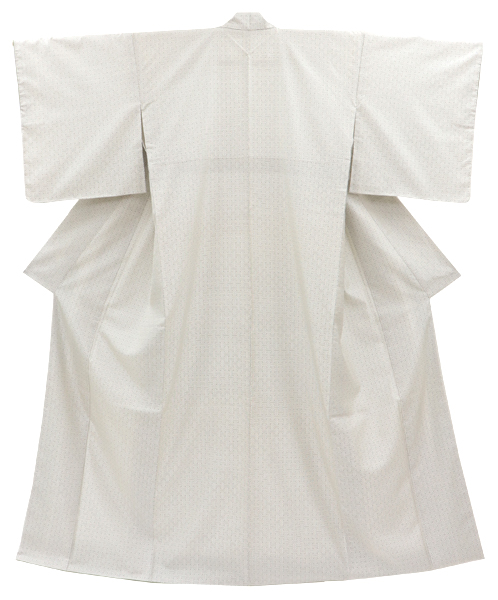 銀座【着物4389】本場奄美大島紬 白色 秋名バラ柄（反端 証紙付