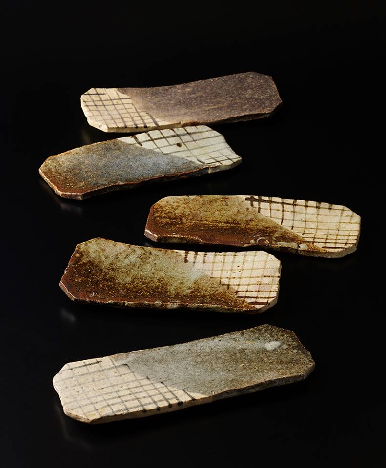 北大路魯山人 織部風格子文長方皿五客 | しぶや黒田陶苑